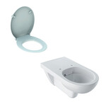 Wisząca miska WC Selnova Comfort Premium lejowa, B35.5 cm, H34.5 cm, T70 cm, długa, częściowo ukryte mocowania, Rimfree, łazienka bez barier Deska sedesowa WC antybakteryjna Selnova Comfort mocowanie od góry, zachodząca pokrywa, łazienka bez barier biała